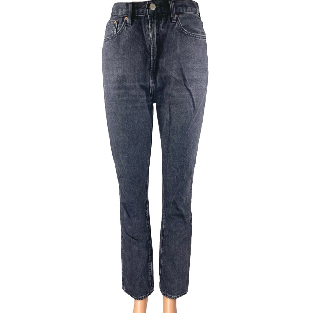 Aritzia Denim Forum The Nina Super High Waisted Cigarette Black Denim Jeans 25